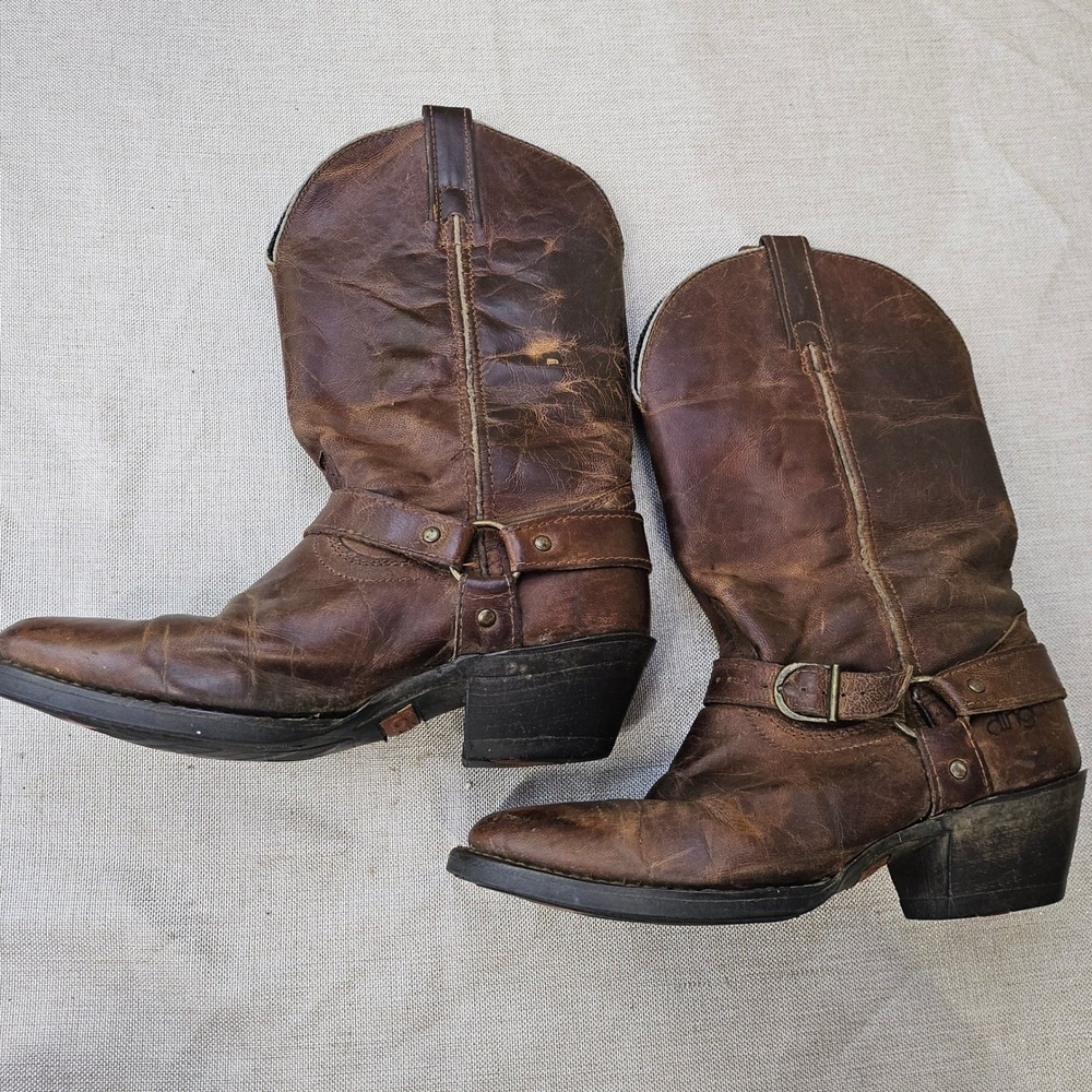 Dingo Mens Brown Leather Western Harness Boots Pointed Toe DT327 Size 8 M - Picture 13 of 14